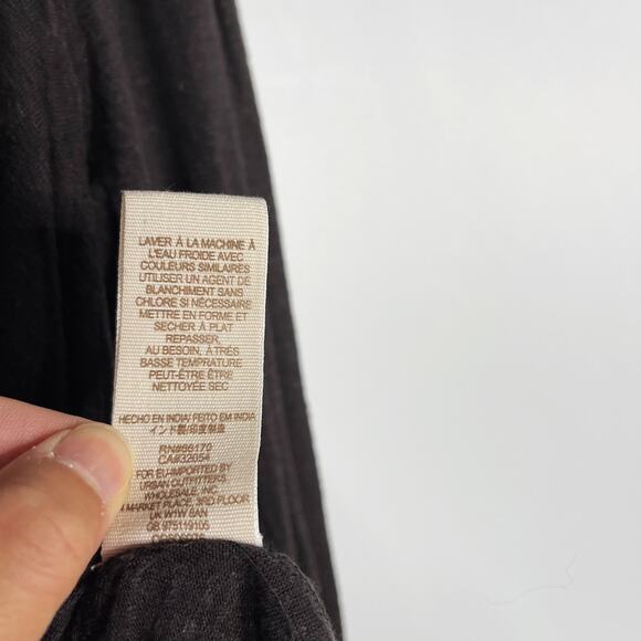 Free People XSmall Dark Gray Femme Fatale Bell Sleeve Top Embroidered Open Back - Picture 10 of 13